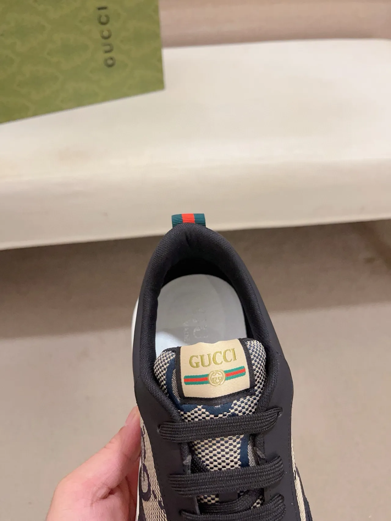Gucci Screener GG Monogram ক্যানভাস এবং সুয়েড চাঙ্কি স্নিকার 7