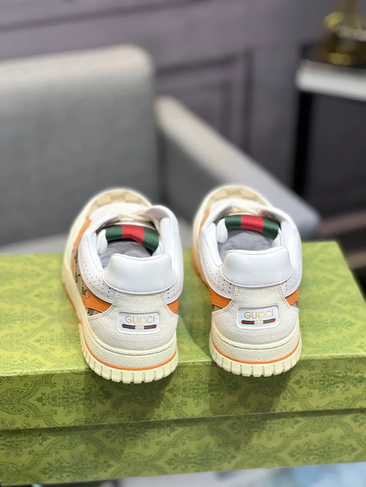 Gucci Screener GG Monogram حذاء رياضي أسلوب حياة إطار برتقالي 5