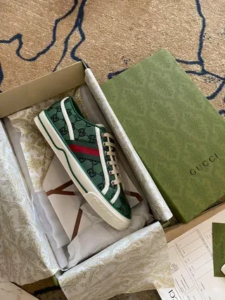 Gucci Screener Verde GG Monogram Web Stripe tênis lifestyle 2