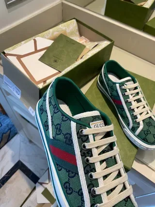 Gucci Screener Verde GG Monogram Web Stripe tênis lifestyle 4