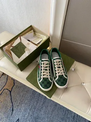 Gucci Screener Verde GG Monogram Web Stripe tênis lifestyle 6