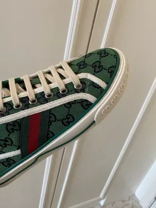 Gucci Screener Verde GG Monogram Web Stripe tênis lifestyle 7