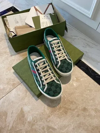 Gucci Screener Verde GG Monogram Web Stripe tênis lifestyle 9
