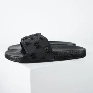 Gucci Screener Interlocking G 黑色橡胶拖鞋