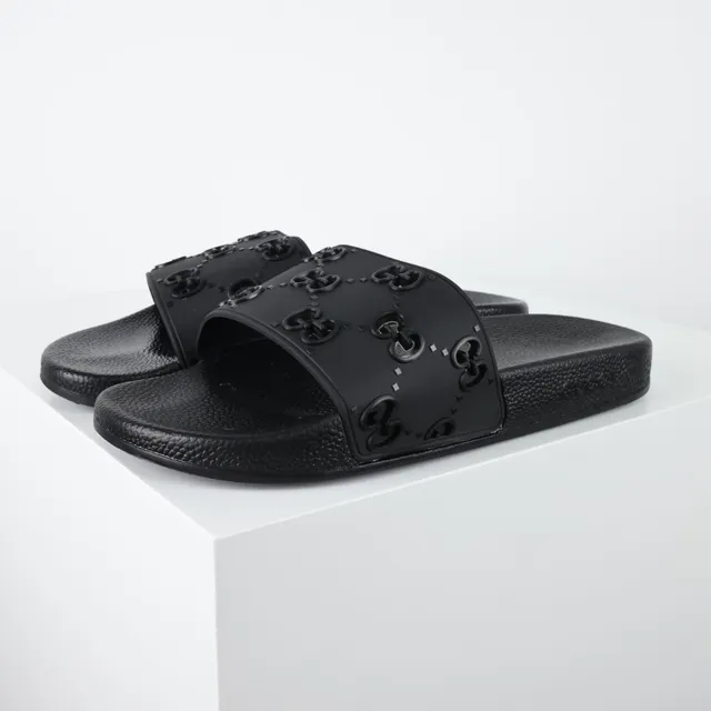 Gucci Screener Interlocking G কালো রাবারের স্লাইড চপ্পল 2
