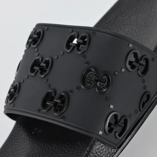 Gucci Screener Interlocking G কালো রাবারের স্লাইড চপ্পল 6