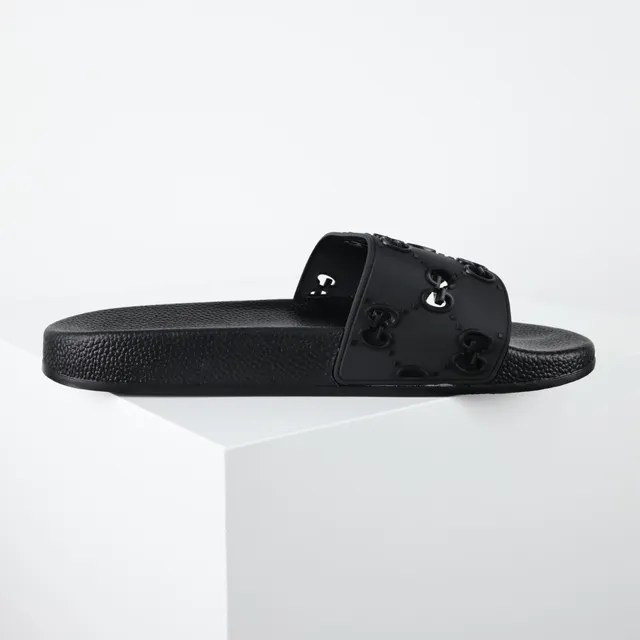 Gucci Screener Interlocking G কালো রাবারের স্লাইড চপ্পল 7