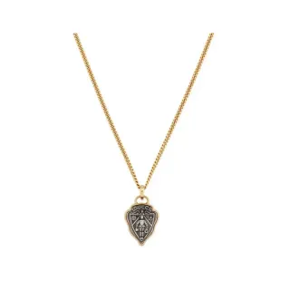Gucci Shield collier pendentif chaîne Curb dorée noire