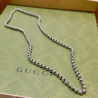 Gucci রুপালি কালো টেক্সচার্ড গোলাকার লিংক অক্সিডাইজড ফিনিশ জুয়েলরি