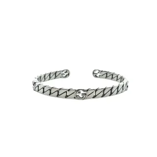 سوار غوتشي فضي سلاسل ملتوية Interlocking G Logo