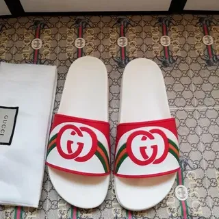 Gucci Slide blanco rojo verde Web Strap chanclas