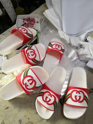 Gucci Slide White Red Green Web Strap Slippers 3