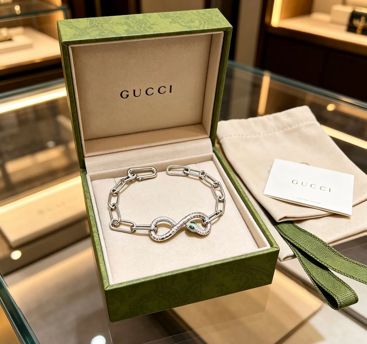 Gucci Snake Motif Silver Chain Bracelet 6