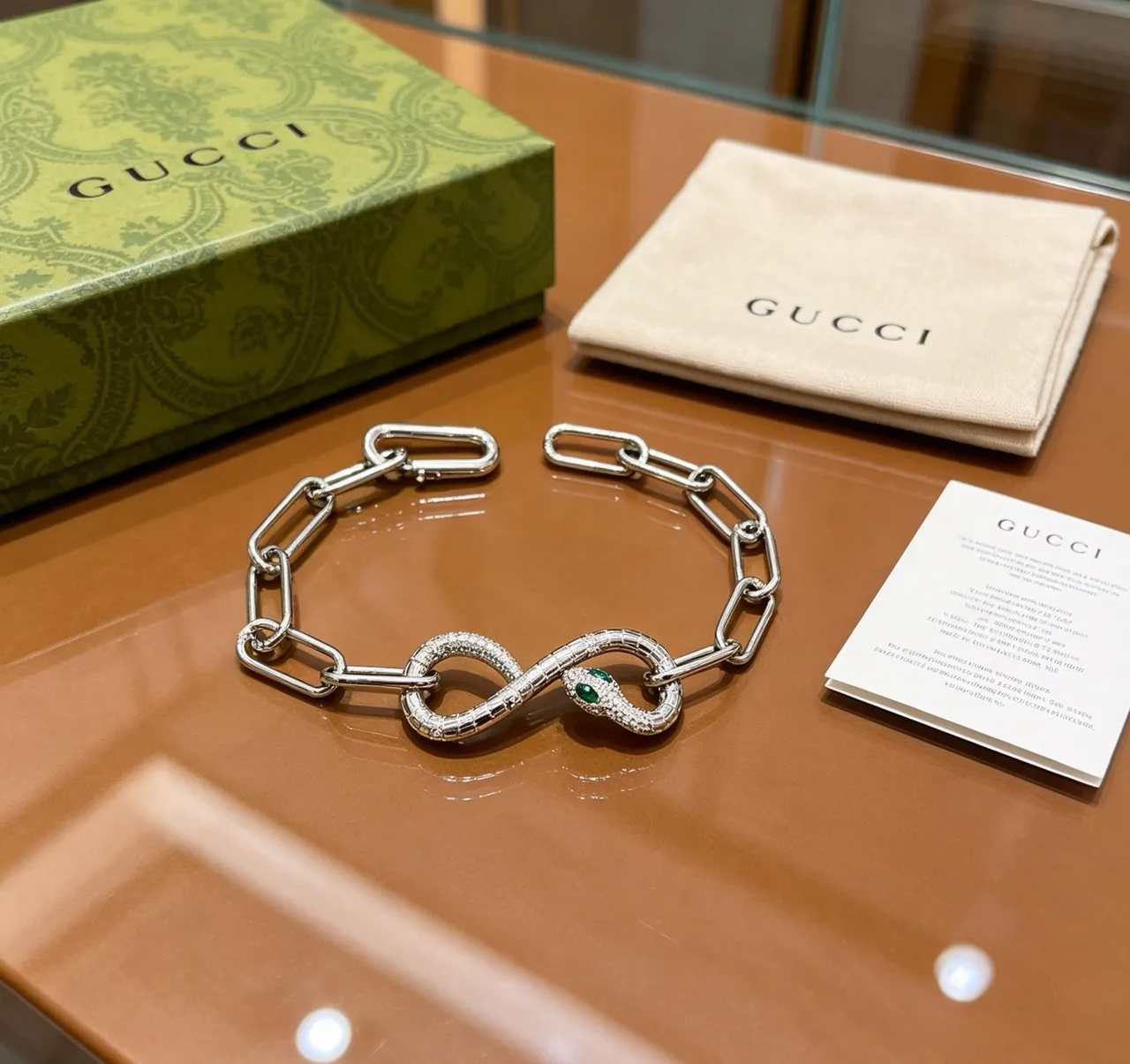 Gucci Snake Motif Silver Chain Bracelet 7