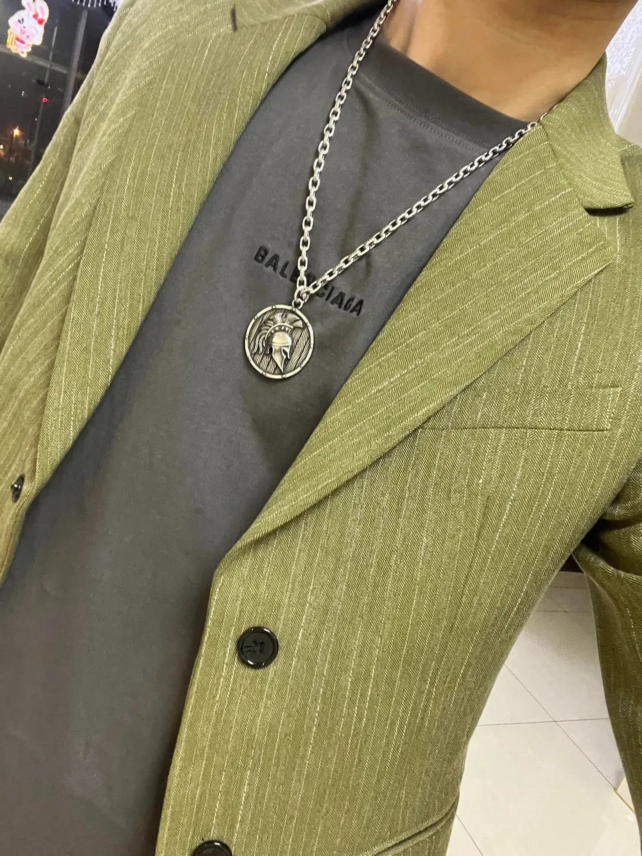 Gucci Spartan Helmet Medallion Silver Necklace 5