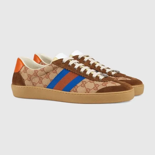 Gucci Tennis 1977 GG Monogram Zapatillas Lifestyle de Lona y Ante con Franja Tejida 3