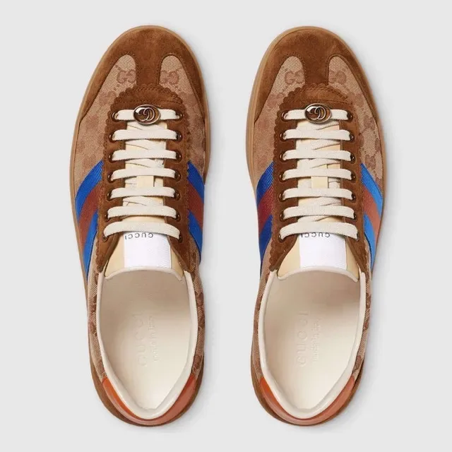 Gucci Tennis 1977 GG Monogram Zapatillas Lifestyle de Lona y Ante con Franja Tejida 5