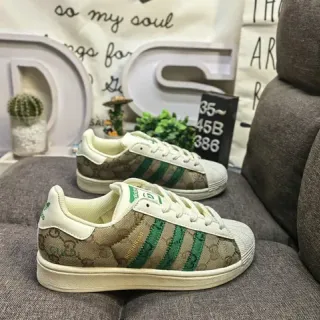 Gucci Tennis 1977 GG Monogram 帆布 绿色网纹条纹 生活方式运动鞋