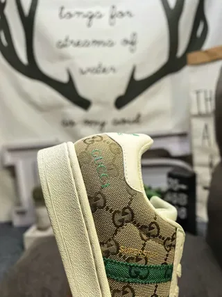 Gucci Tennis 1977 GG Monogram Toile Rayures Web Vert Sneakers Lifestyle 3
