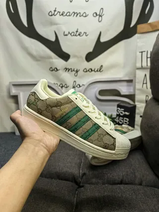 Gucci Tennis 1977 GG Monogram Toile Rayures Web Vert Sneakers Lifestyle 5
