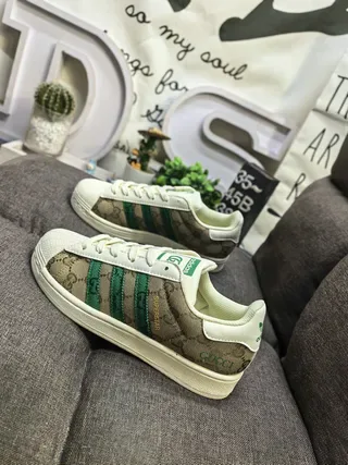 Gucci Tennis 1977 GG Monogram Toile Rayures Web Vert Sneakers Lifestyle 7