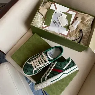 Gucci Tennis 1977 Verde Monogram Web Stripe Lifestyle Sneakers