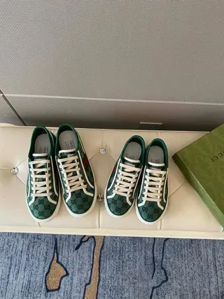 Gucci Tennis 1977 أخضر Monogram Web Stripe Lifestyle Sneakers 4