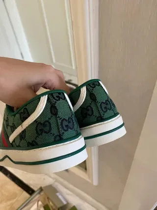 Gucci Tennis 1977 أخضر Monogram Web Stripe Lifestyle Sneakers 5