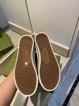 Gucci Tennis 1977 أخضر Monogram Web Stripe Lifestyle Sneakers 6