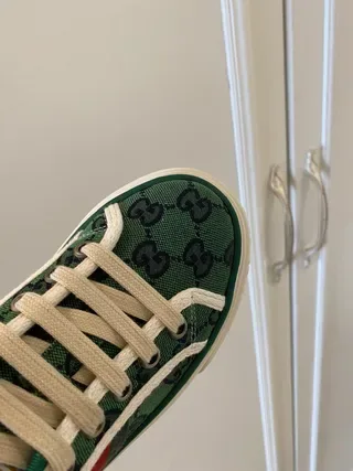 Gucci Tennis 1977 أخضر Monogram Web Stripe Lifestyle Sneakers 9