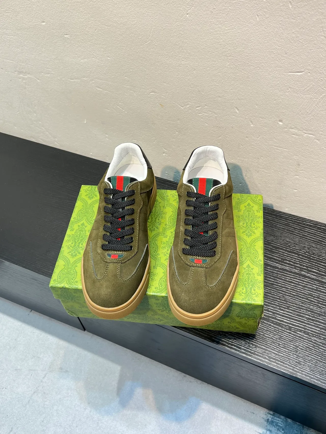 Gucci Tennis 1977 Olive Green Suede Lifestyle Sneakers 2