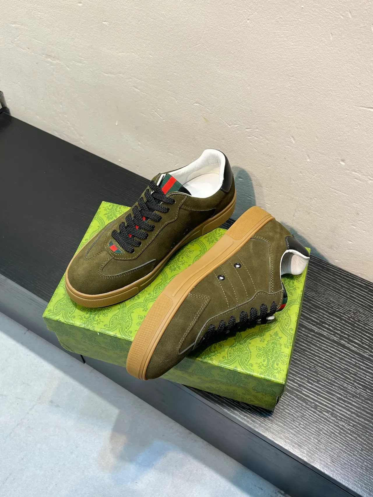 Gucci Tennis 1977 Olive Green Suede Lifestyle Sneakers 4