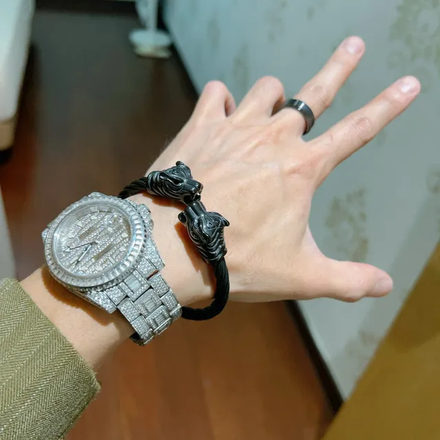 Gucci Tiger Head Twisted Cable Black Bracelet 8