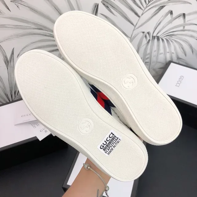 Gucci Blancas Marino Embossadas GG Monograma Detalle Franja Web Zapatillas Lifestyle 4