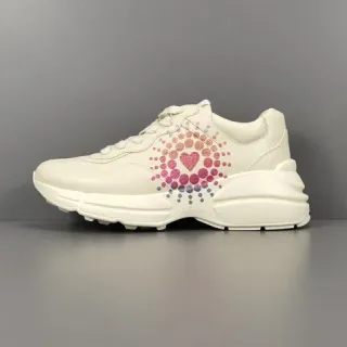 Gucci White Pink Sole Leather Upper Chunky Sneakers