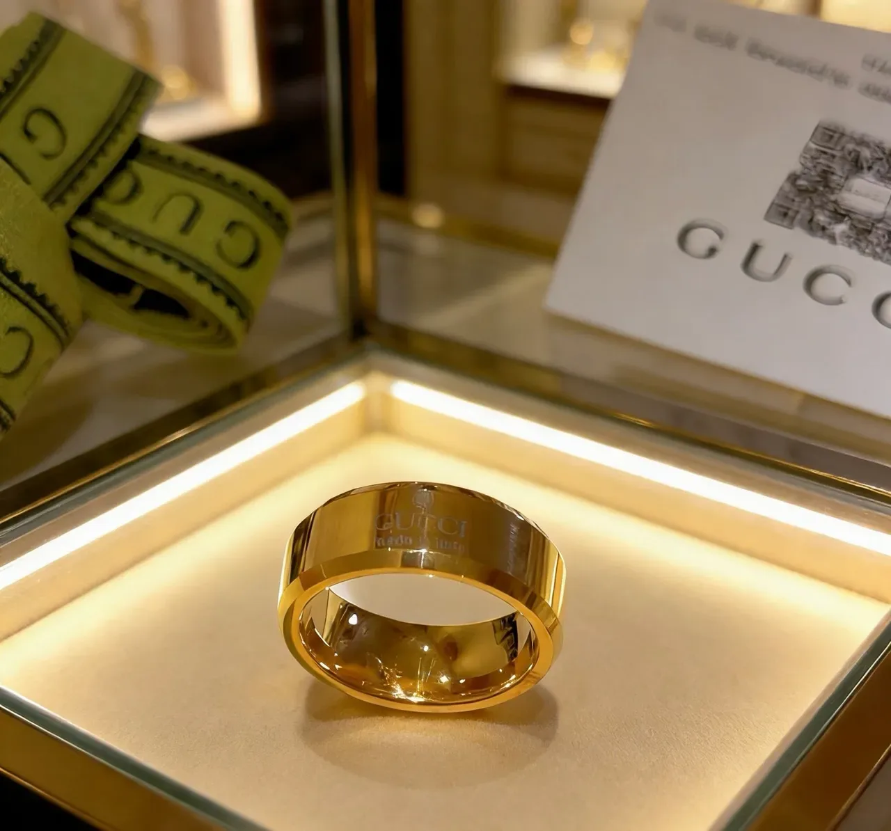 Gucci Bague Bande Large Or Poli 3