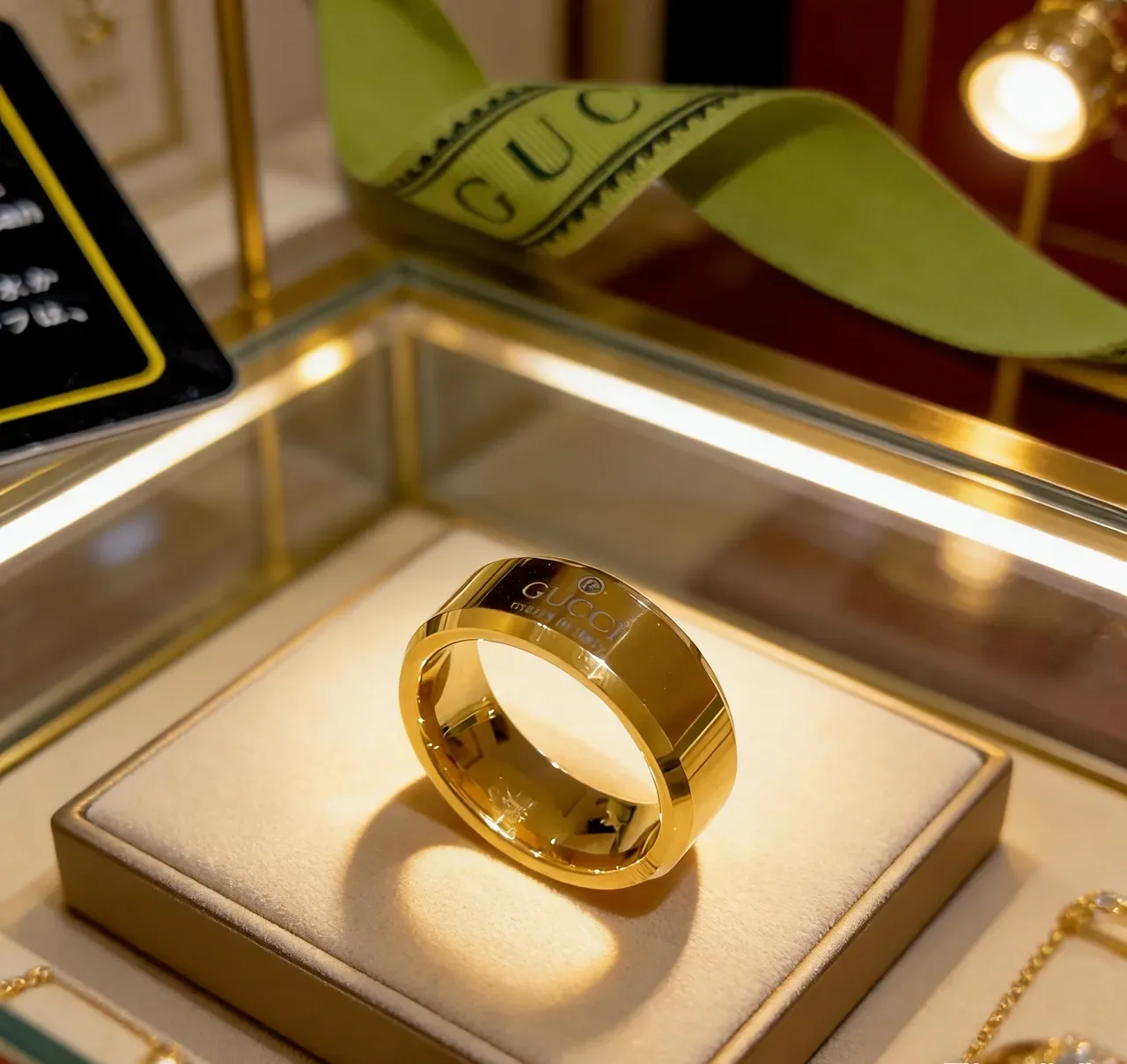 Gucci Bague Bande Large Or Poli 9