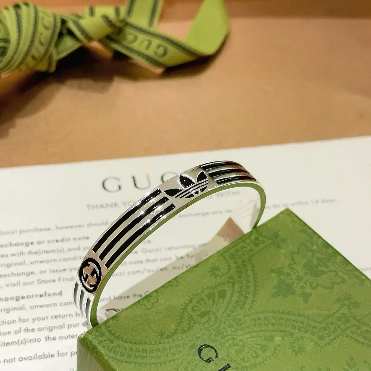 Gucci x Adidas Logo Stripe Cuff Bracelet 3