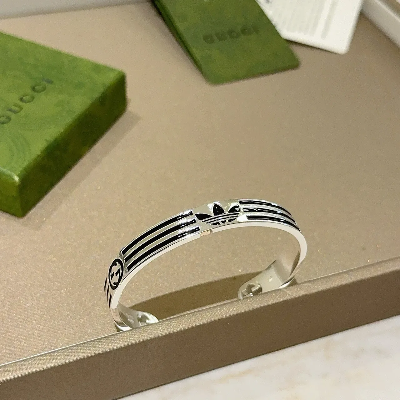 Gucci x Adidas Logo Stripe Cuff Bracelet 6
