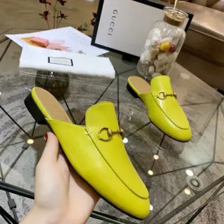 Gucci 黄色 黑色 皮革 Mule Horsebit Buckle Loafer