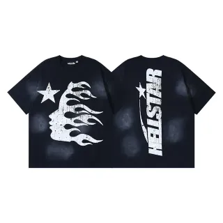 Hellstar Flame Profile Distressed Print Oversized T-Shirt