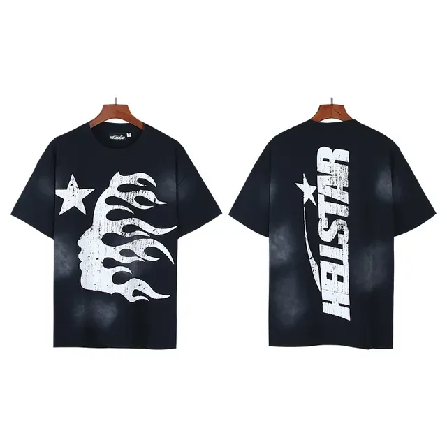 Camiseta oversized Hellstar estampado distressed perfil de llama 4