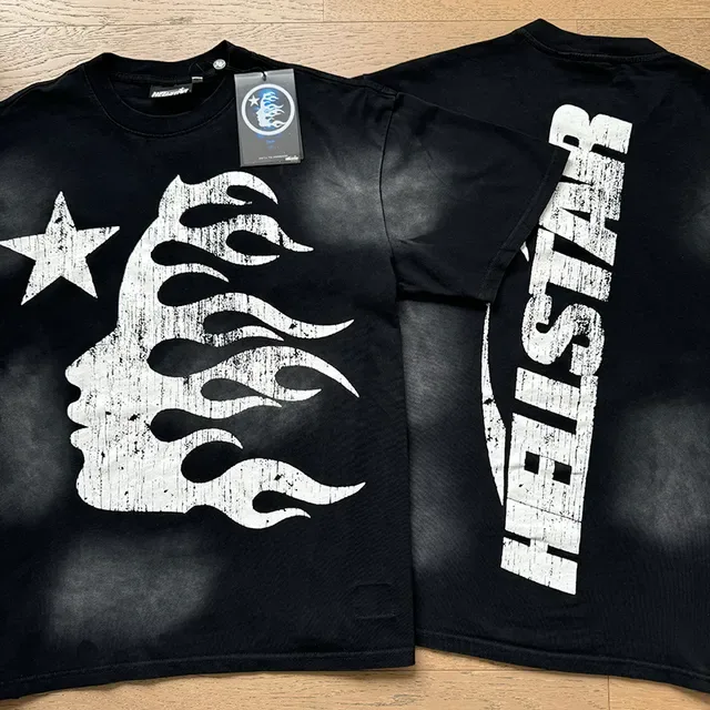 Camiseta oversized Hellstar estampado distressed perfil de llama 7
