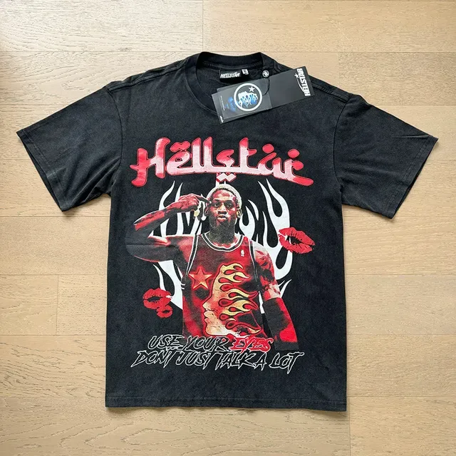 Hellstar 印花做旧宽松黑色T恤 7