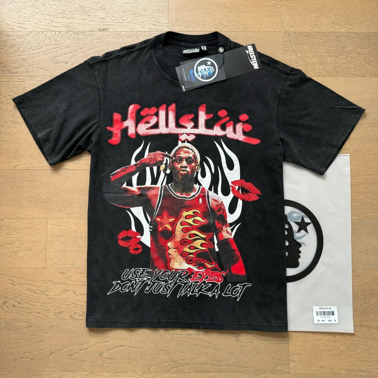 Hellstar 印花做旧宽松黑色T恤 8