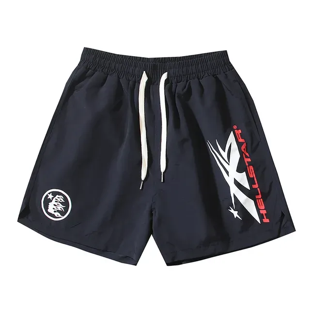 Hellstar Navy White Elastic Waistband Drawstring Closure Shorts 2