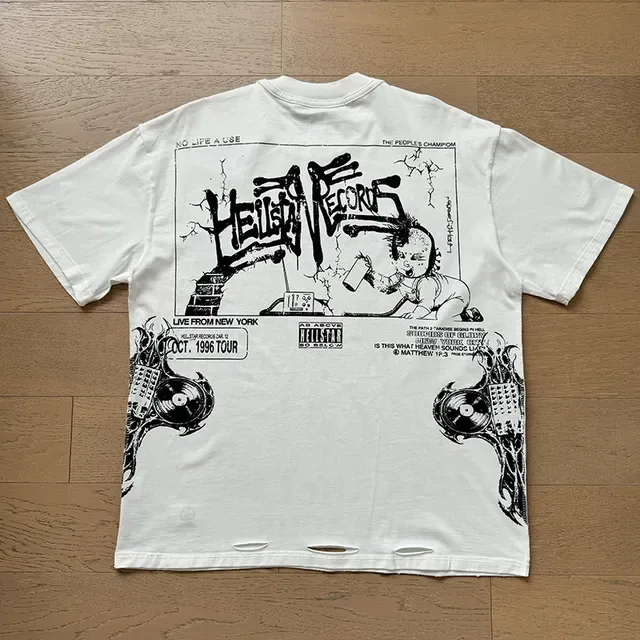 Hellstar 白黑图案印花宽松版T恤 10