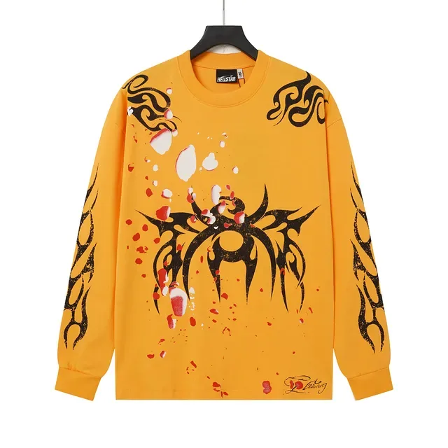 T-shirt HELSTAR jaune à manches longues imprimé graphique tribal 3