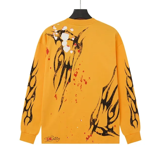T-shirt HELSTAR jaune à manches longues imprimé graphique tribal 4