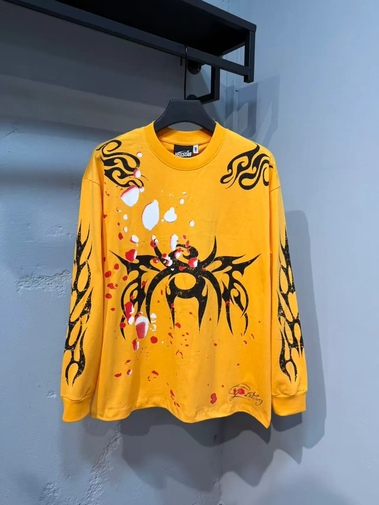 T-shirt HELSTAR jaune à manches longues imprimé graphique tribal 5